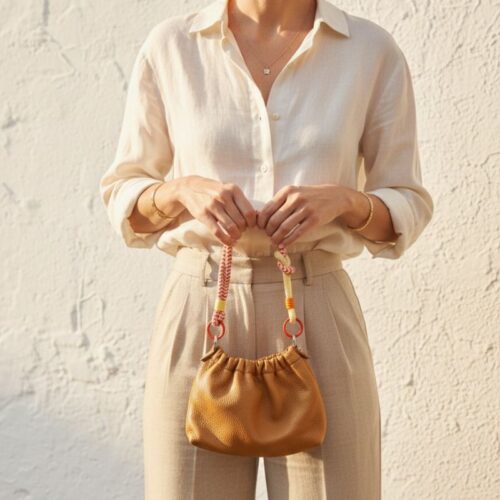 Sac à main en cuir grainé
