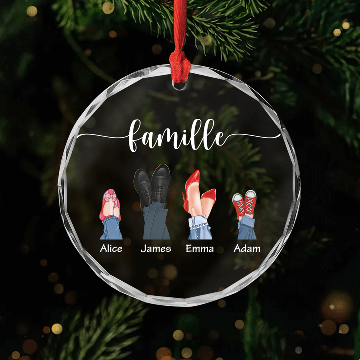 Ornement En Verre Personnalisée - Nos Chaussures Famille